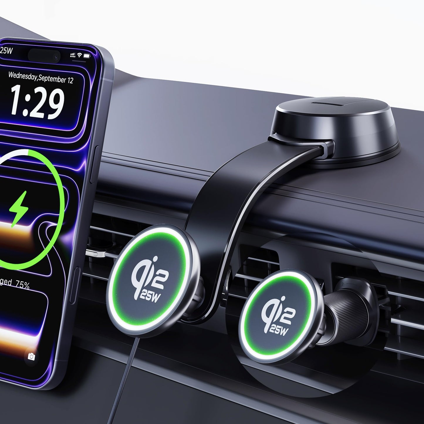 25W Magnetic Wireless Car Charger Mount