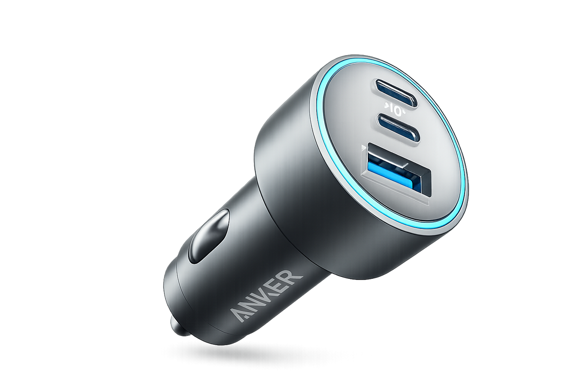 67W 3-Port Compact USB-C Car Charger with Cable