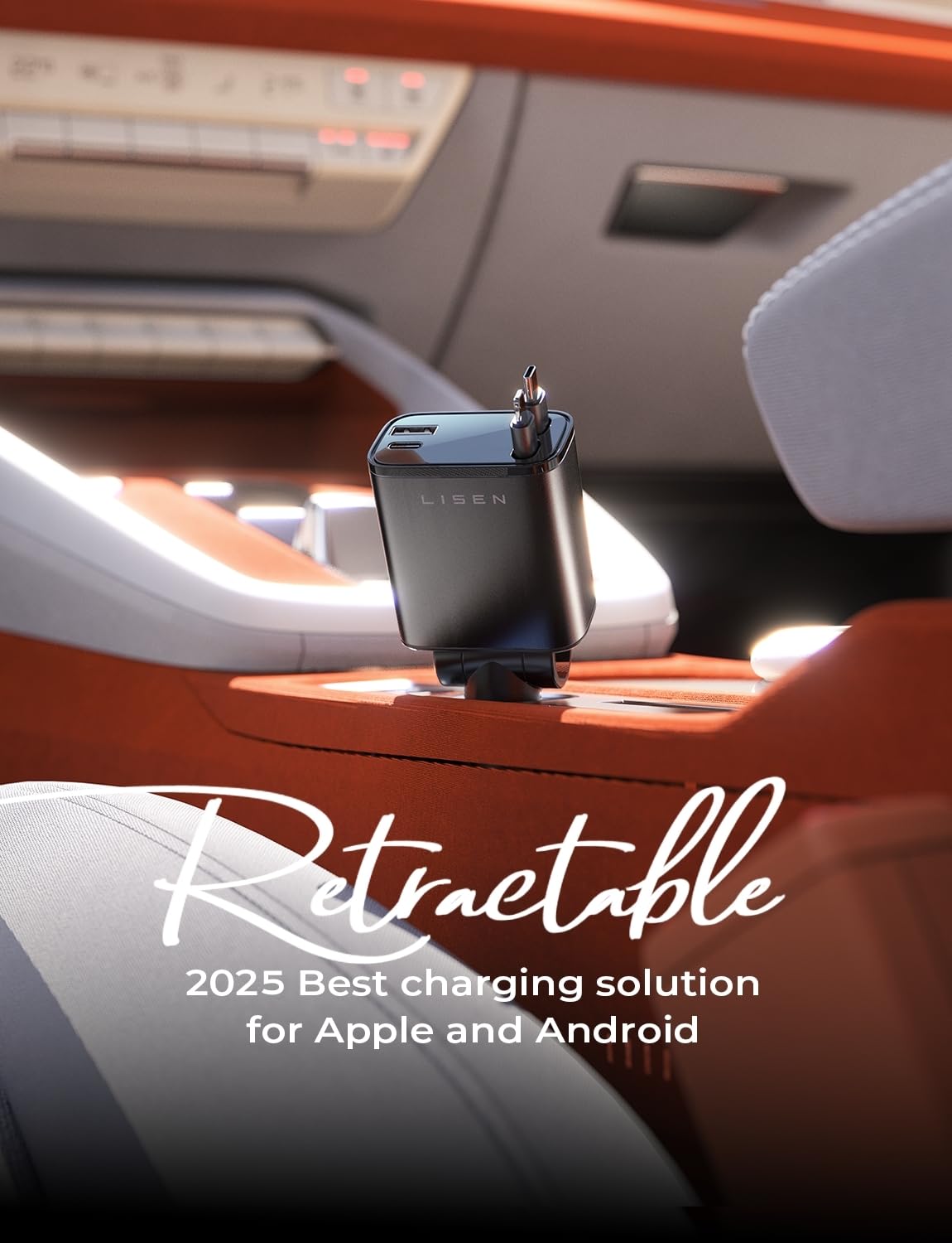 84W Retractable USB-C Fast Car Charger