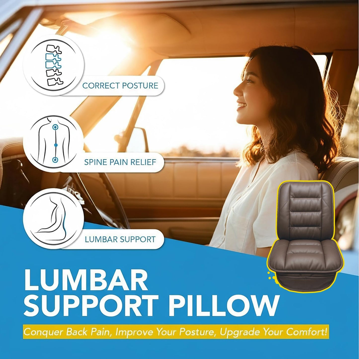 Genuine Leather Car Seat Cushion for Comfort Support