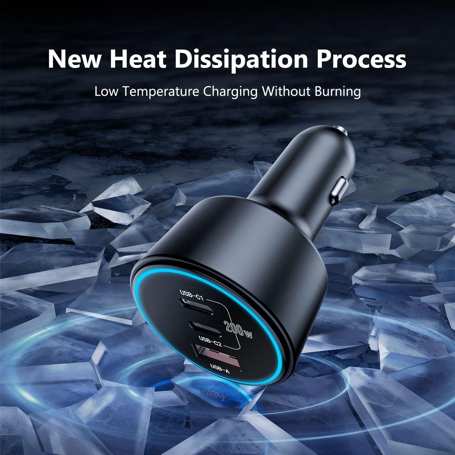 200W Fast USB C Car Charger Adapter