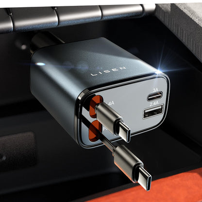 84W Retractable USB-C Fast Car Charger