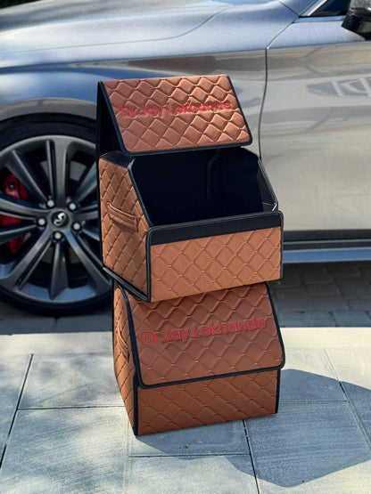 Leather Car Trunk Organizer with Dividers