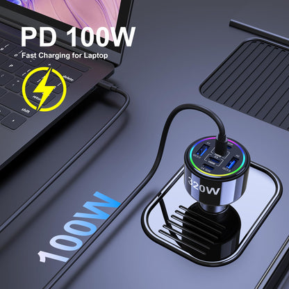 320W 6-Port USB-C Fast Car Charger