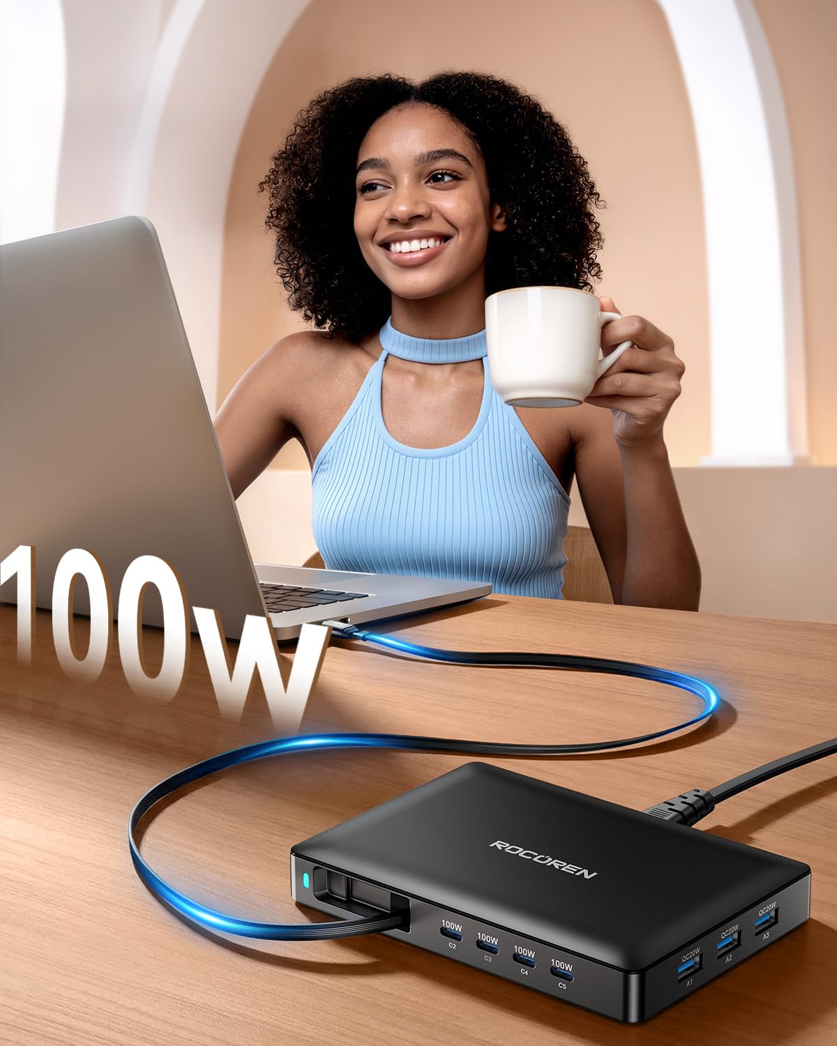 560W 8-Port USB-C Charging Station with Cable