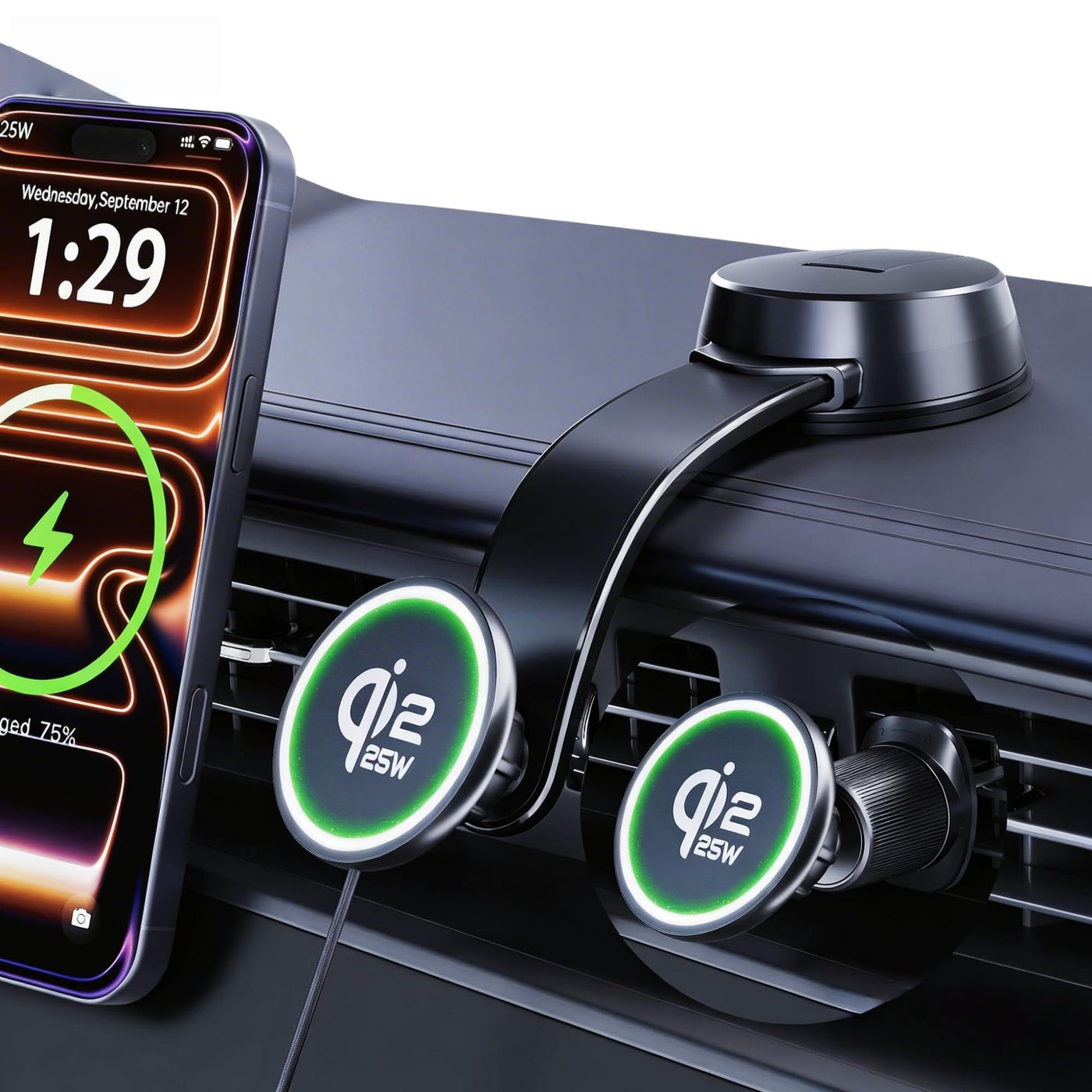 25W Magnetic Wireless Car Charger Mount