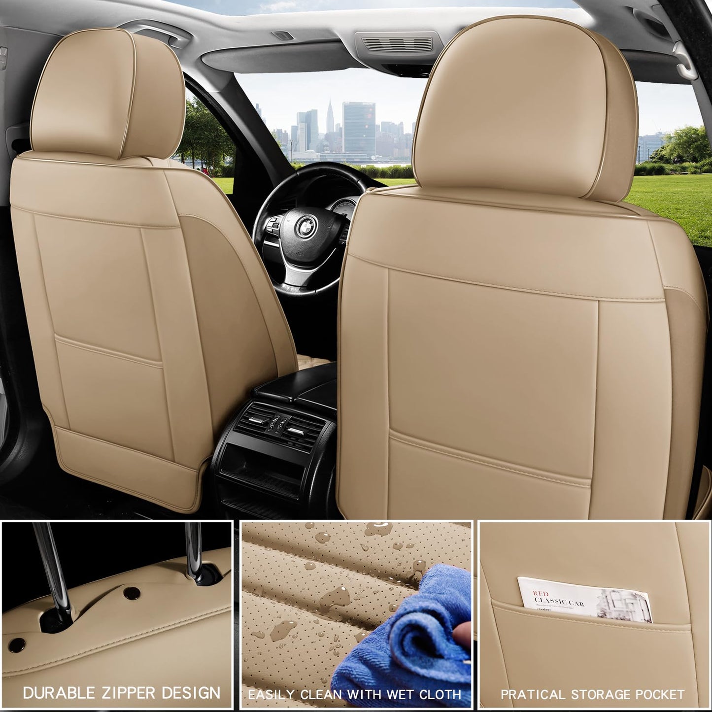 MINGBRON Car Seat Covers Full Set with Lumbar Support