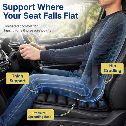 Inflatable Car Seat Cushion with Built-in Pump