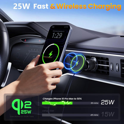 25W Magnetic Wireless Car Charger Mount