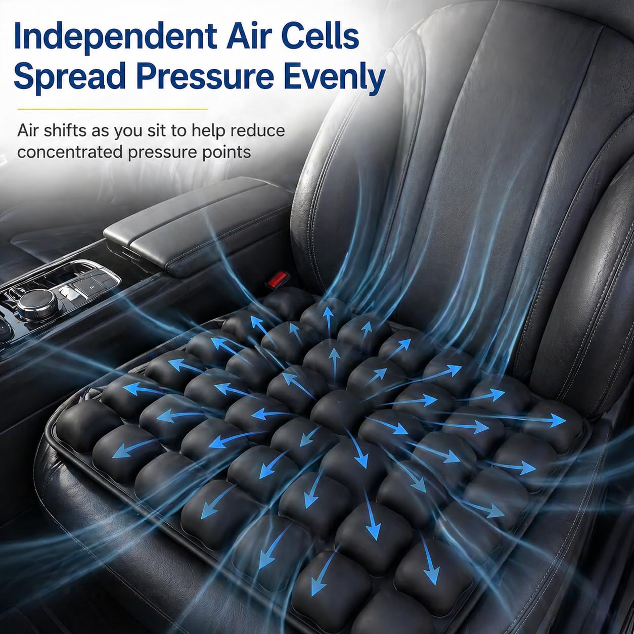 Inflatable Car Seat Cushion with Built-in Pump