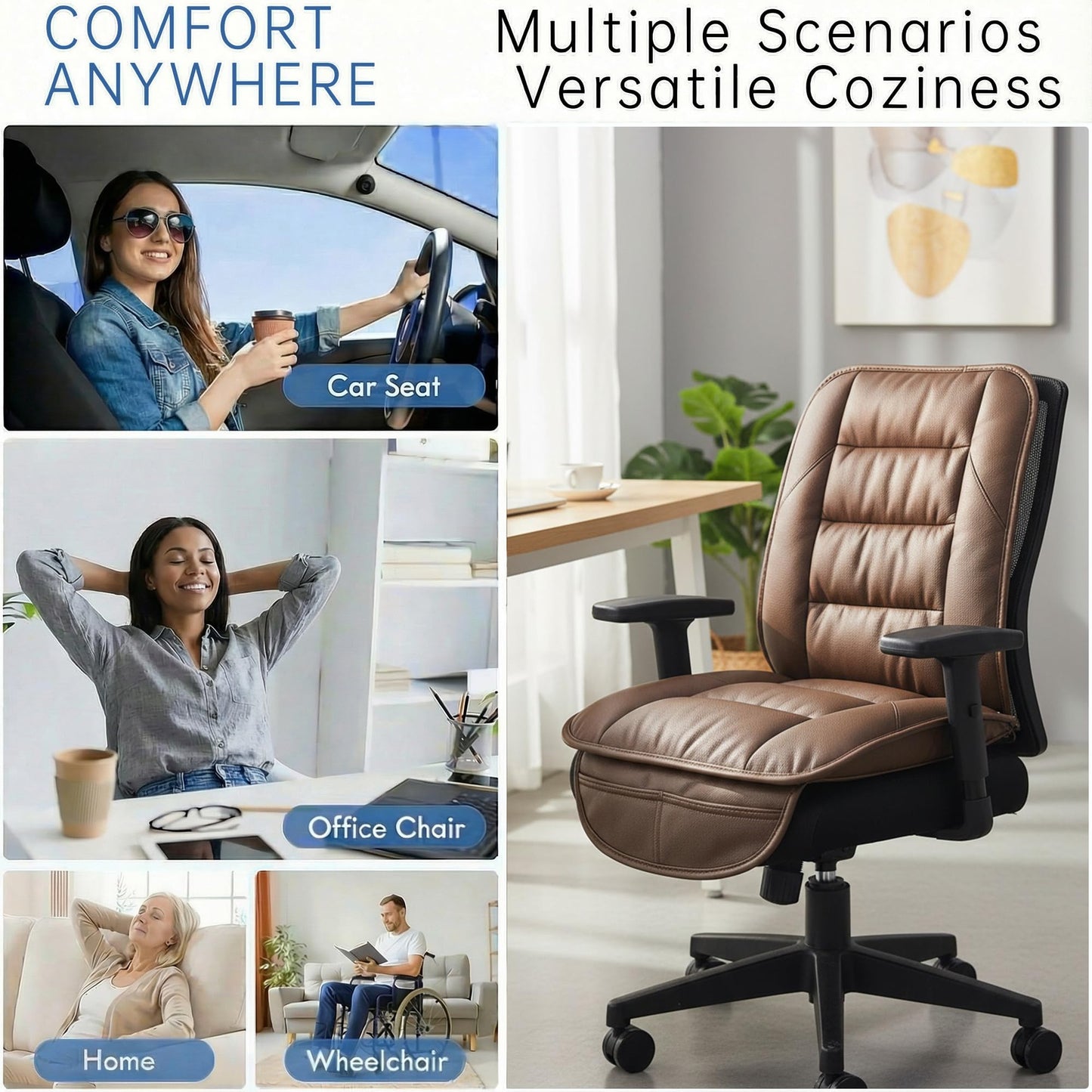 Genuine Leather Car Seat Cushion for Comfort Support