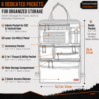 Heavy Duty Molle Seat Back Organizer