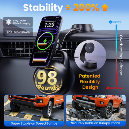 25W Magnetic Wireless Car Charger Mount