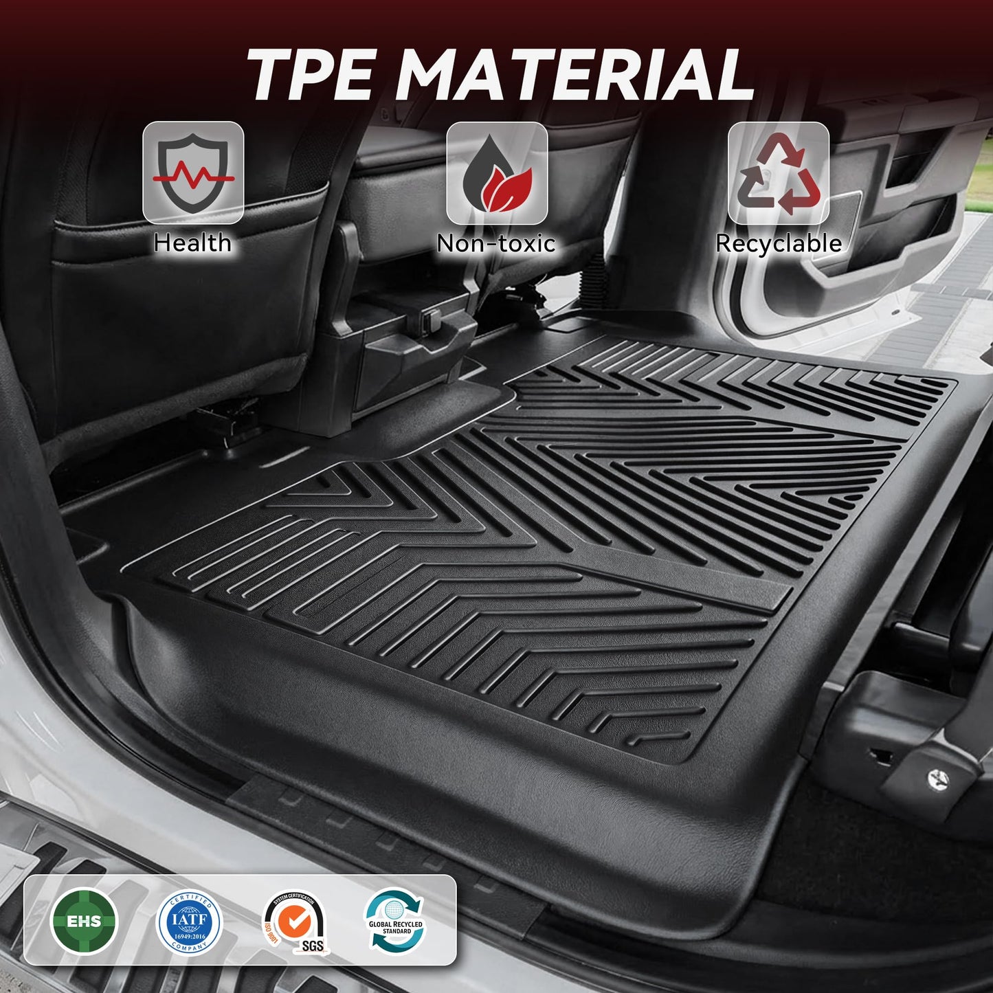 Custom-Fit All-Weather TPE Floor Mats, Full Set