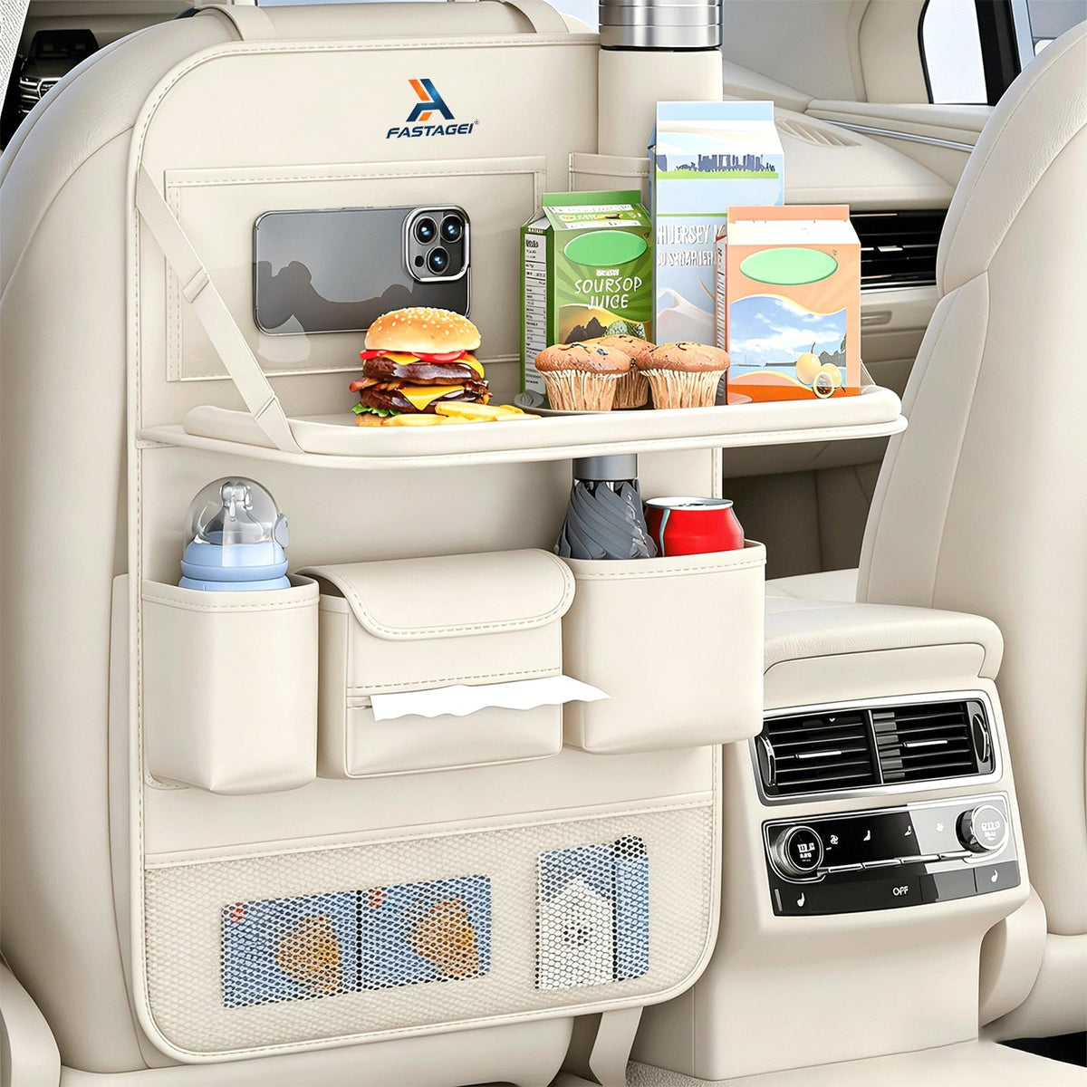 Foldable Car Backseat Organizer with Tray