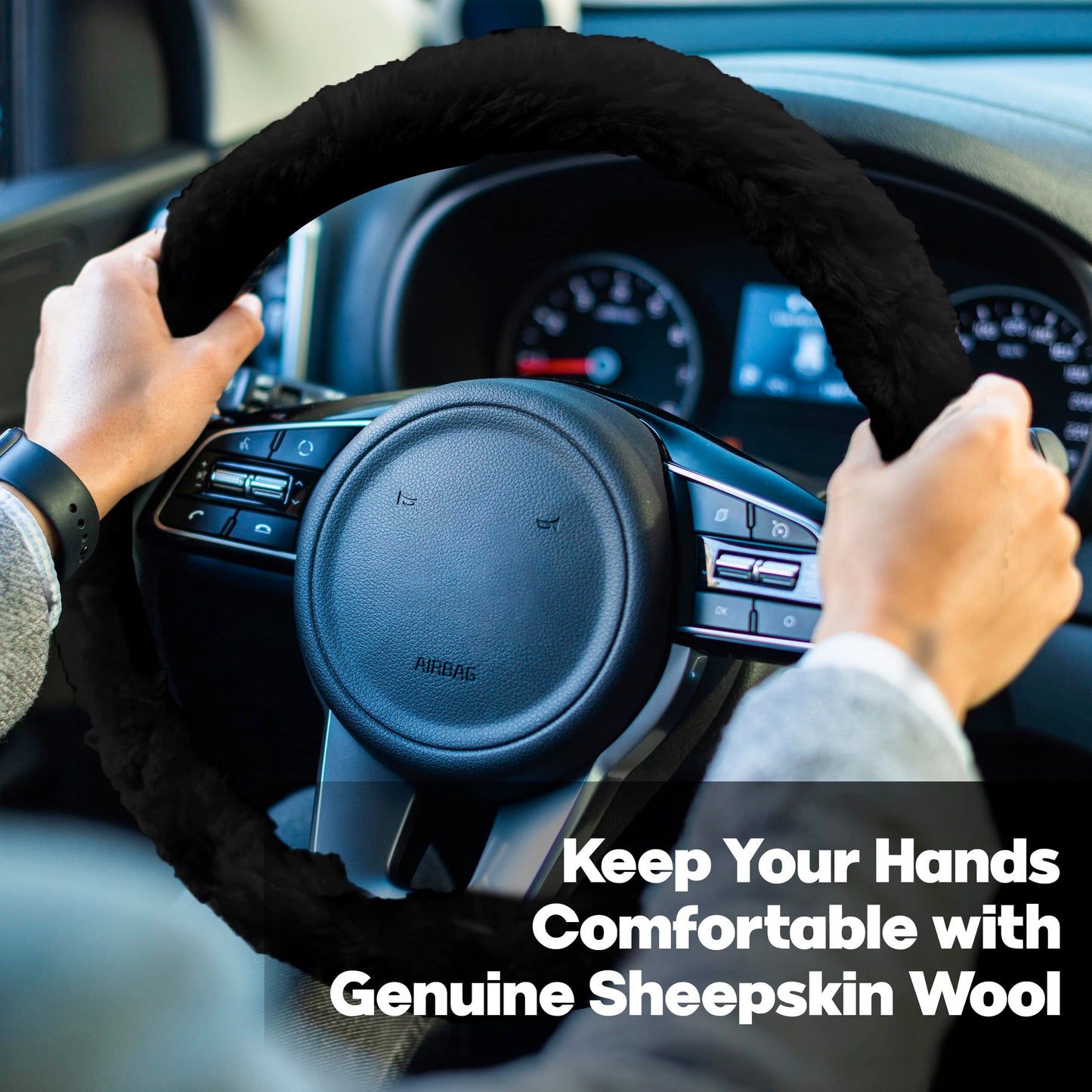 Genuine Sheepskin Steering Wheel Cover